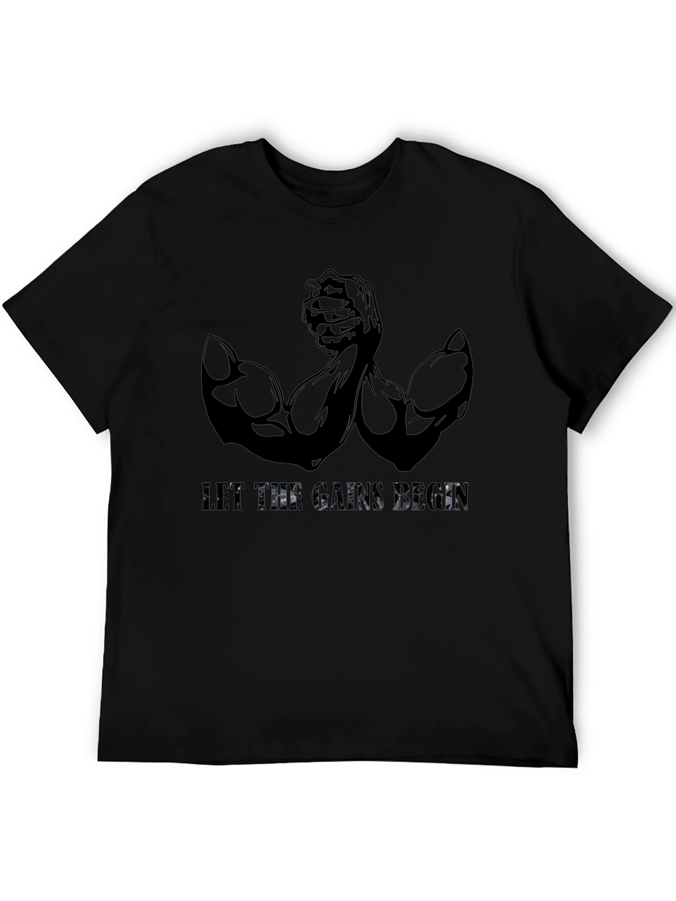 Let The Gains Begin Black T-Shirt Muscle Tee