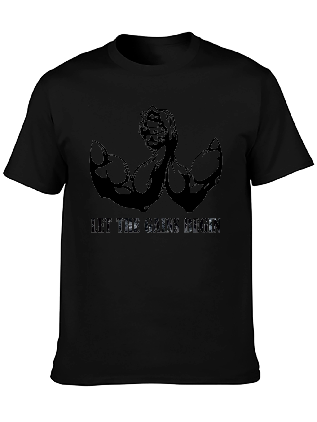 Let The Gains Begin Black T-Shirt Muscle Tee