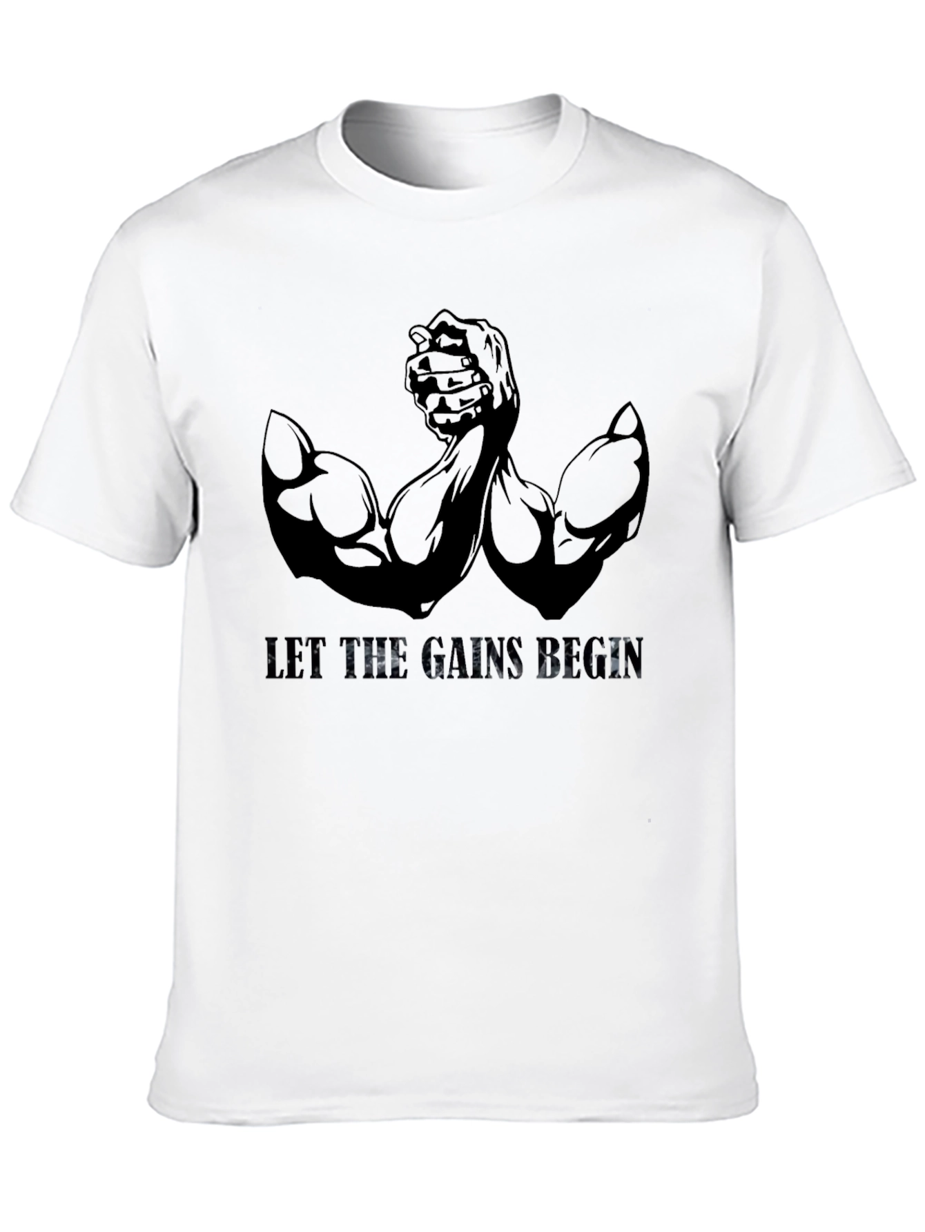 Let The Gains Begin Black T-Shirt Muscle Tee