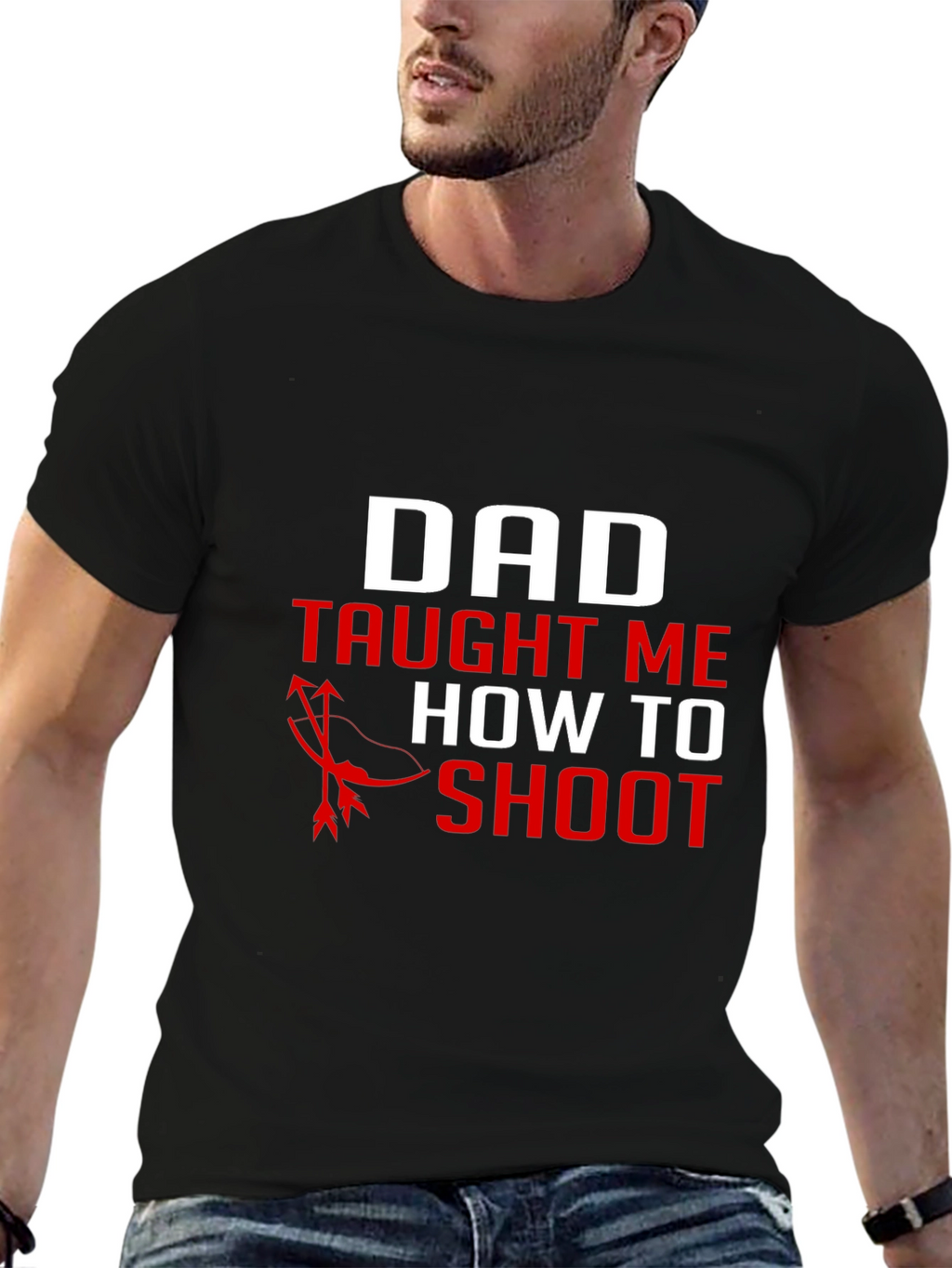 Dad Taught Me to Shoot Black Graphic Tee