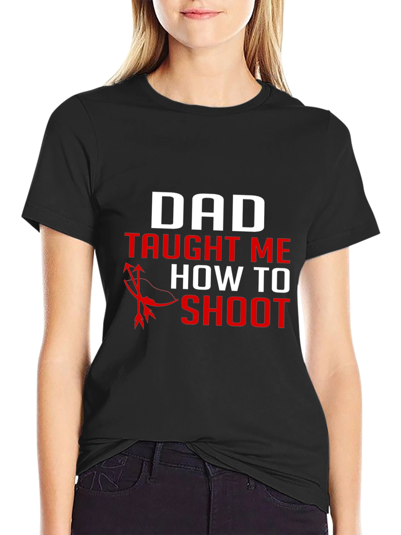 Dad Taught Me to Shoot Black Graphic Tee