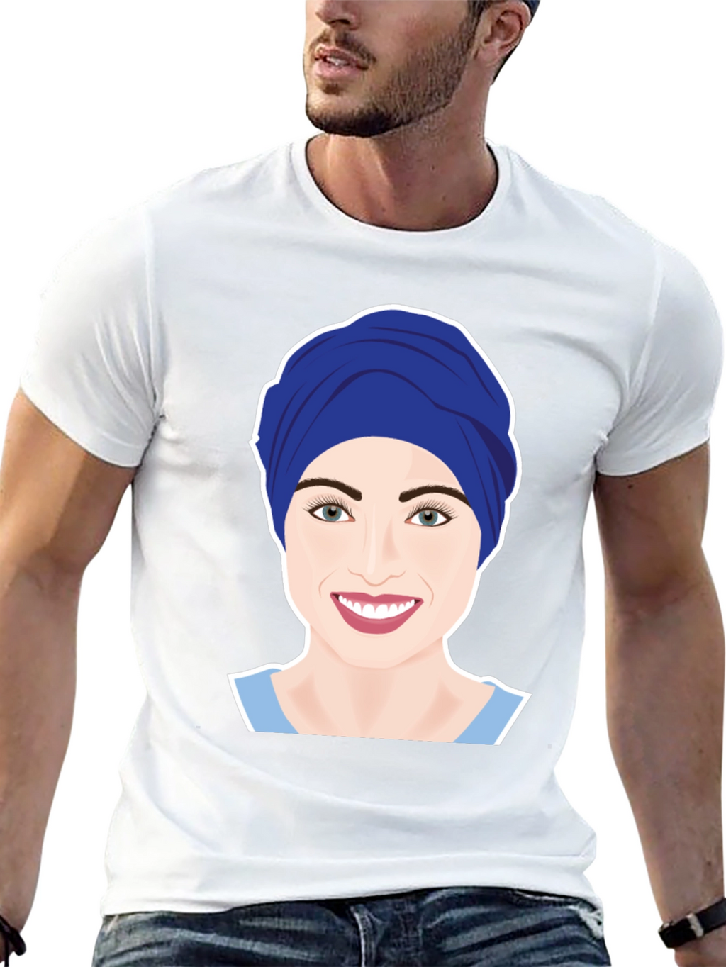 Womens Turban Nurse Graphic Tee - Black Cotton