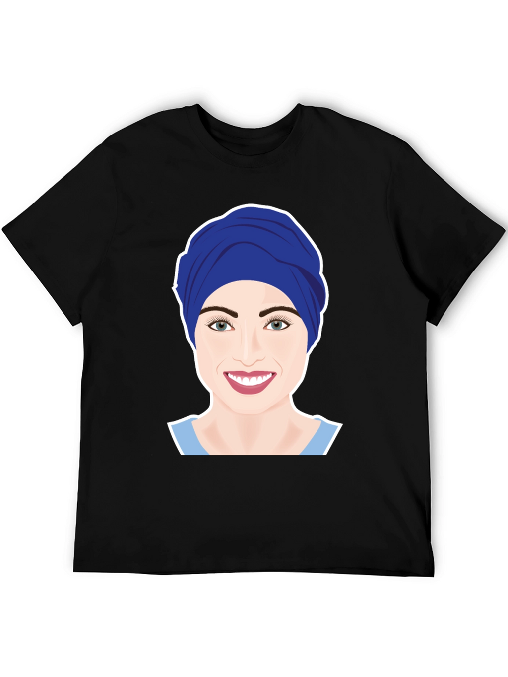 Womens Turban Nurse Graphic Tee - Black Cotton