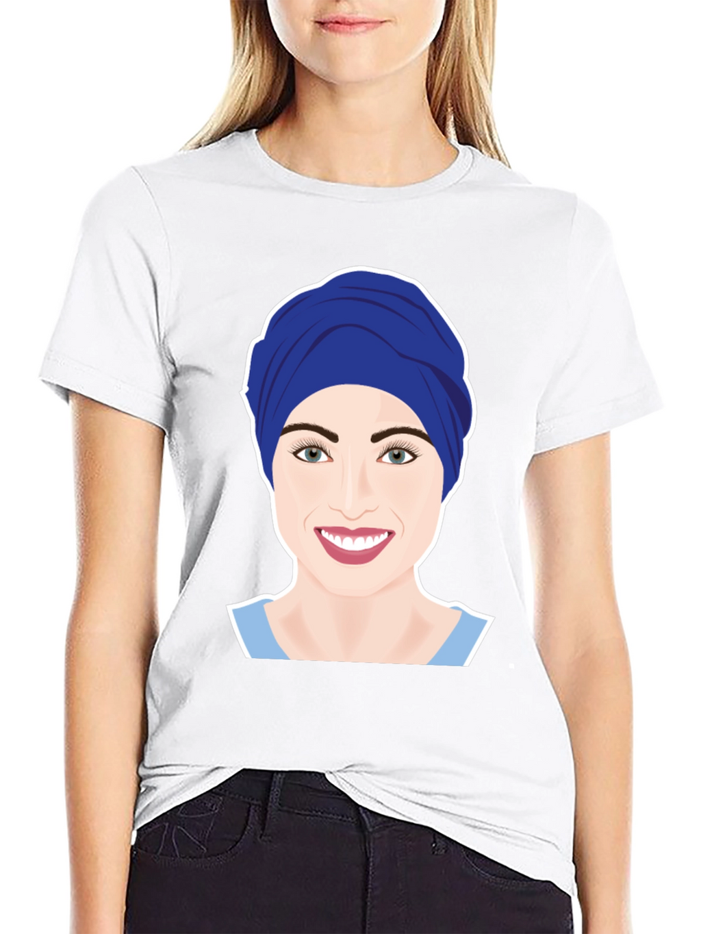 Womens Turban Nurse Graphic Tee - Black Cotton