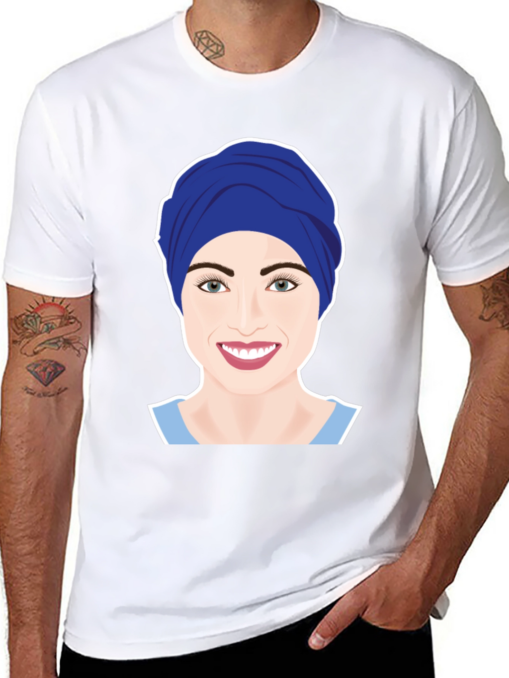 Womens Turban Nurse Graphic Tee - Black Cotton