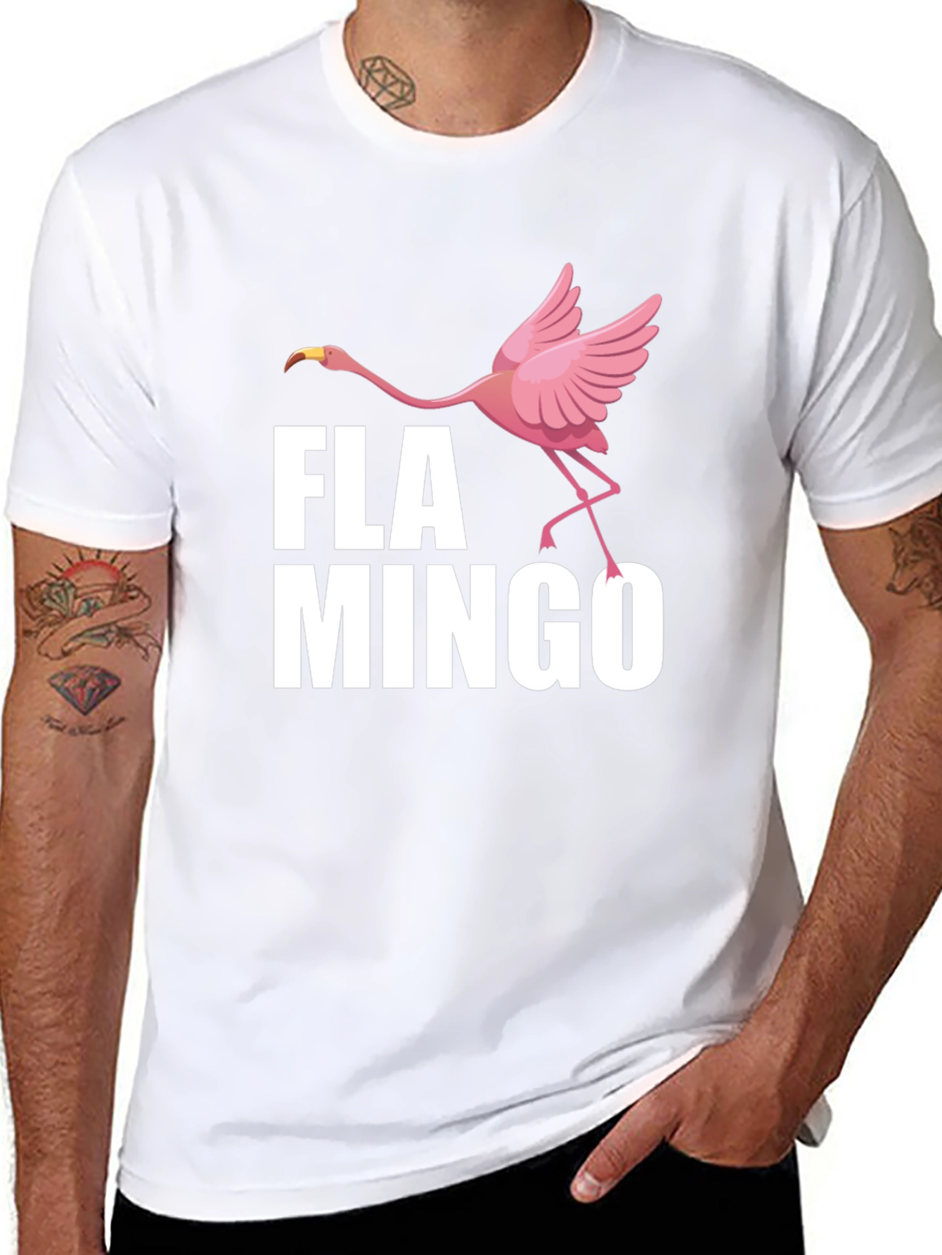 Fun Flamingo Graphic Print Crew Neck T-Shirt