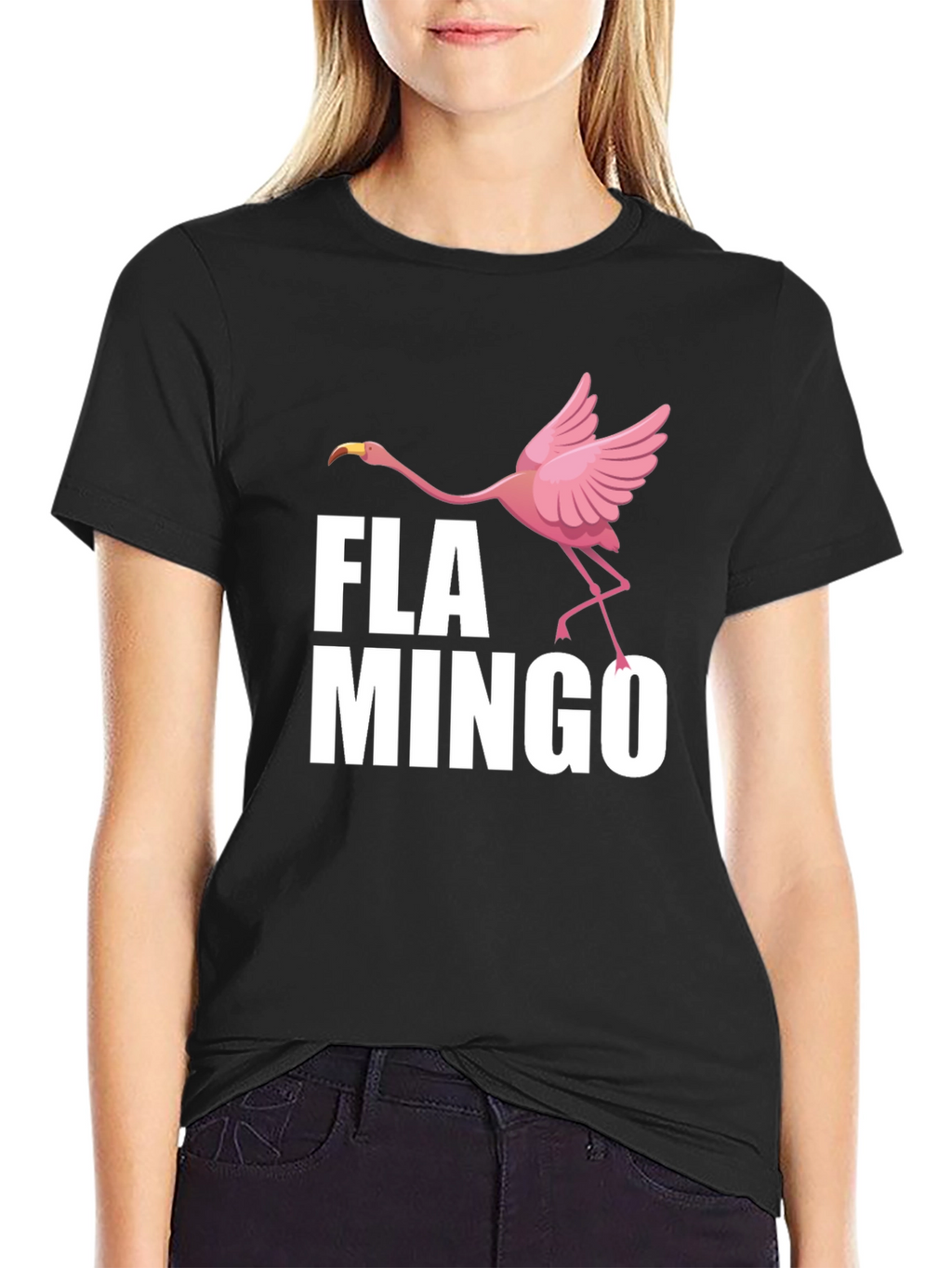 Fun Flamingo Graphic Print Crew Neck T-Shirt