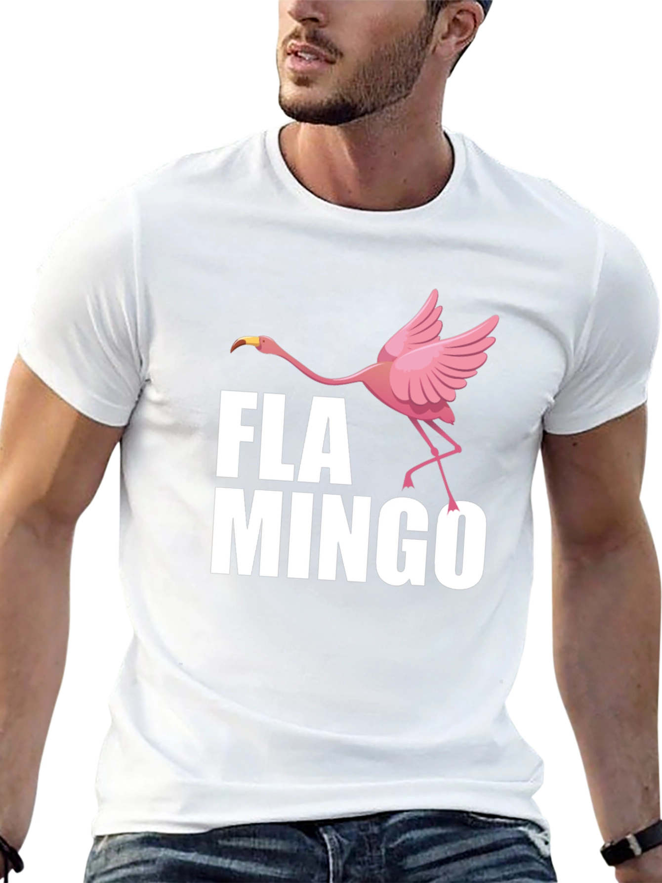 Fun Flamingo Graphic Print Crew Neck T-Shirt