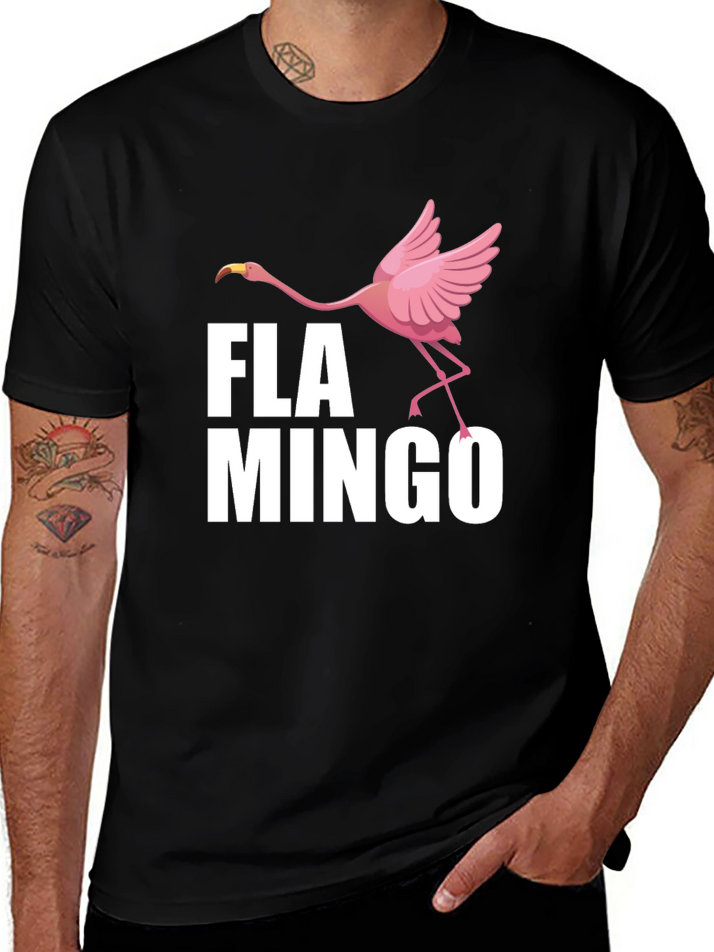 Fun Flamingo Graphic Print Crew Neck T-Shirt