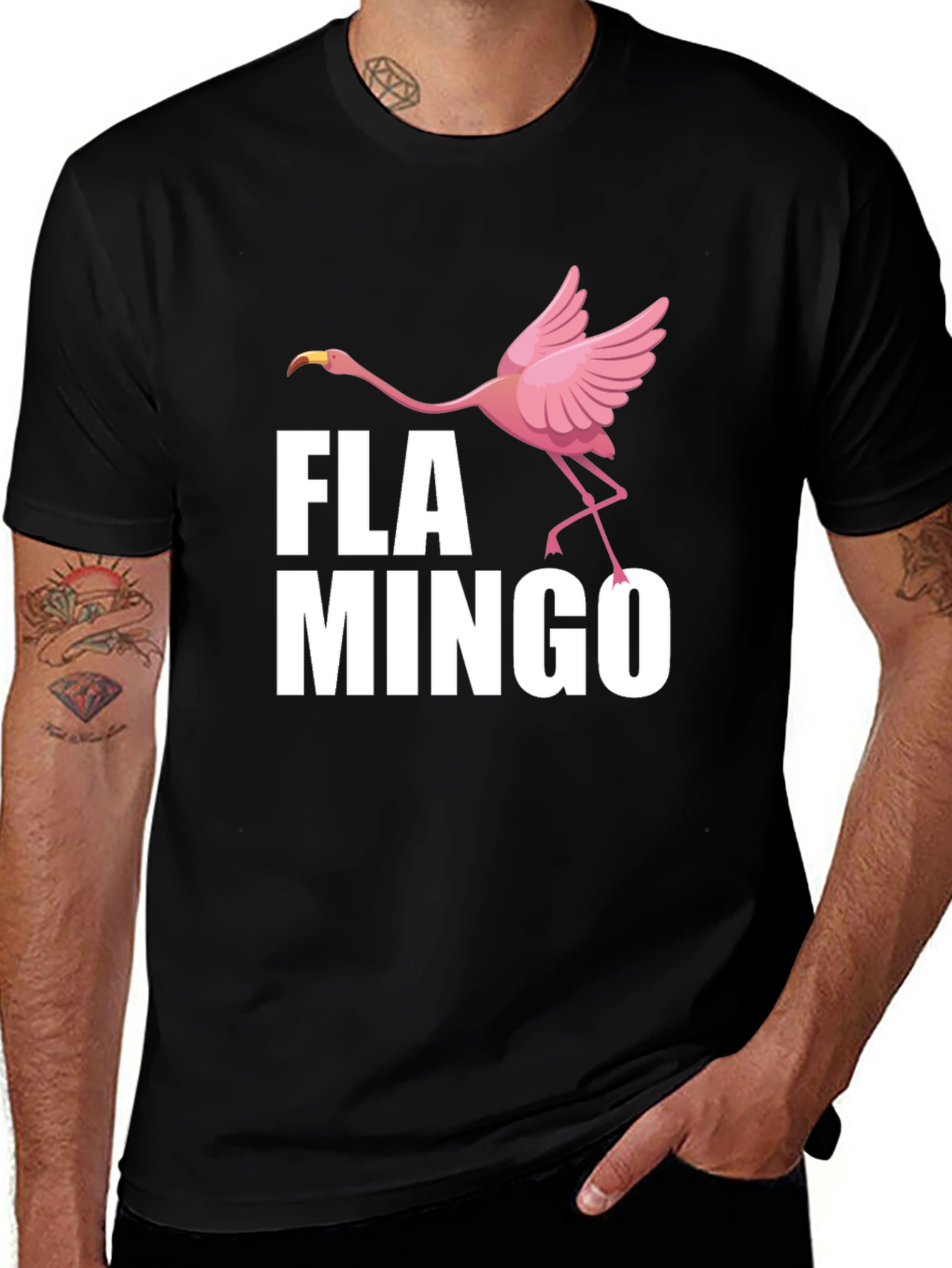 Fun Flamingo Graphic Print Crew Neck T-Shirt