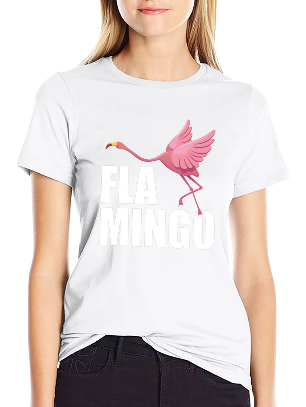 Fun Flamingo Graphic Print Crew Neck T-Shirt