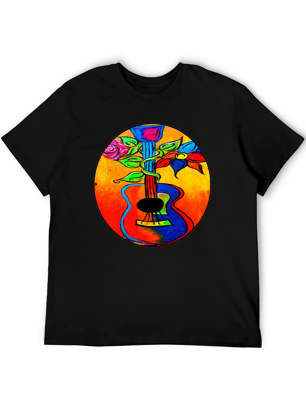 Floral Guitar Graphic Tee - Music Lover T-Shirt