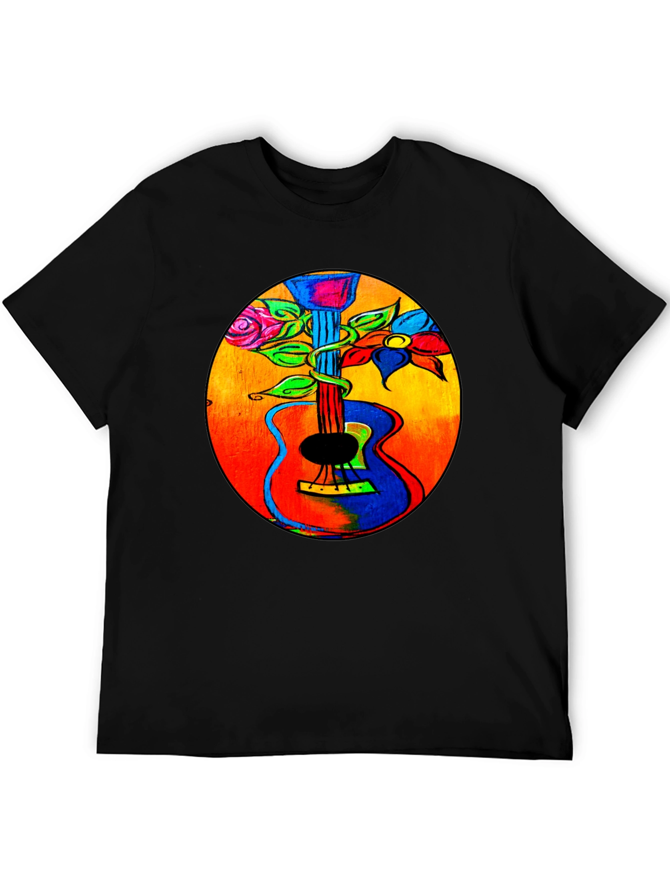 Floral Guitar Graphic Tee - Music Lover T-Shirt