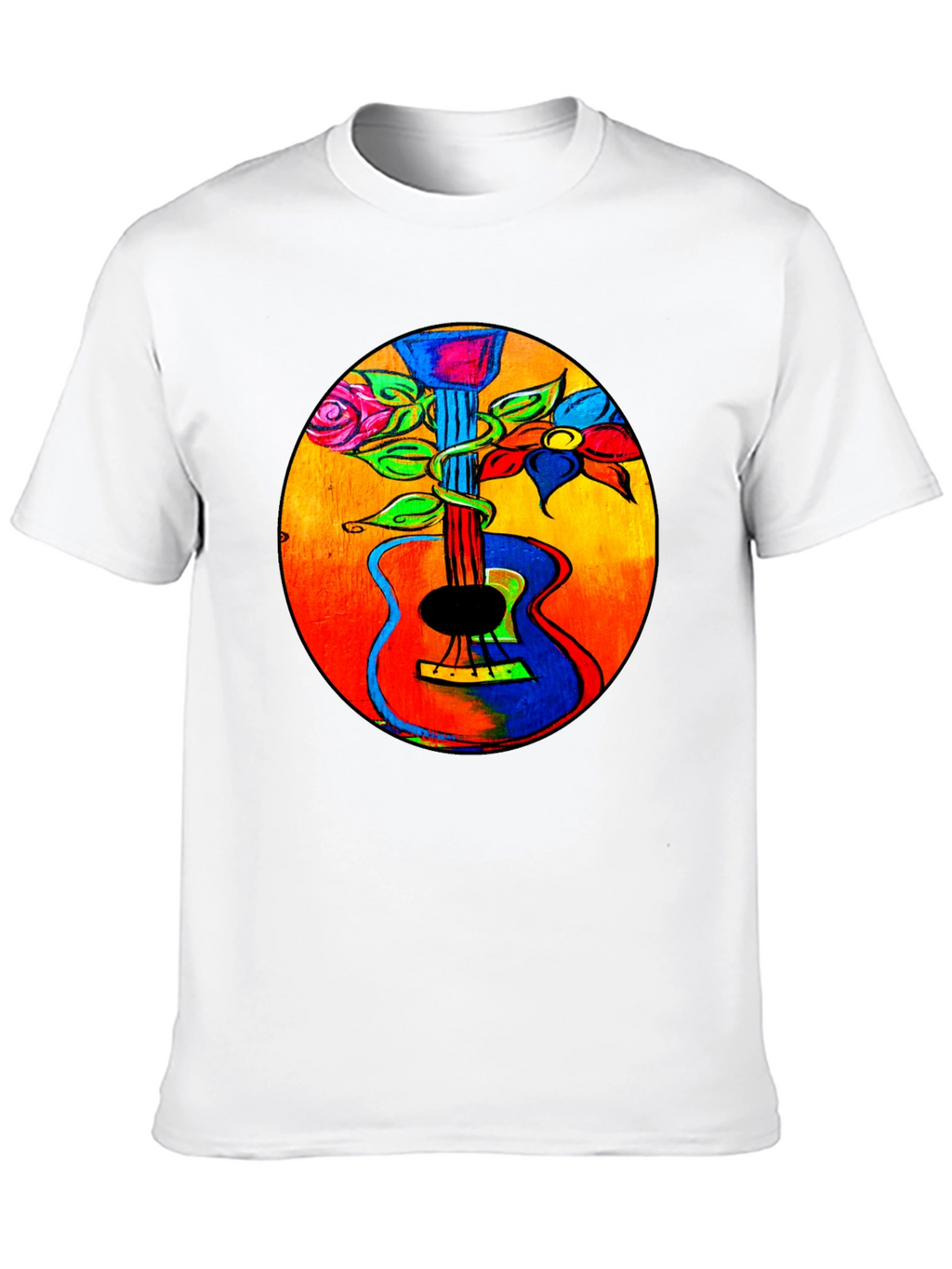 Floral Guitar Graphic Tee - Music Lover T-Shirt