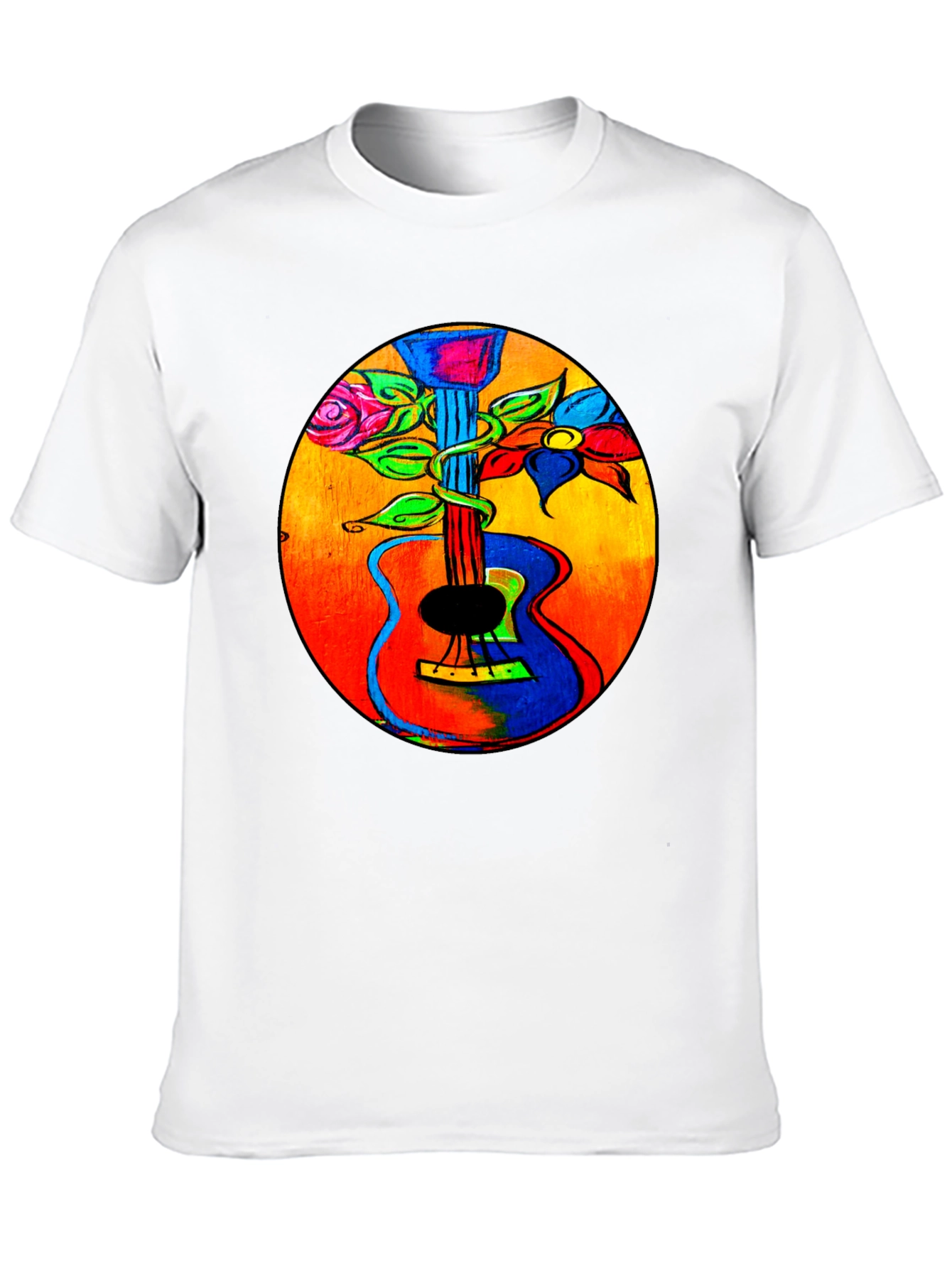 Floral Guitar Graphic Tee - Music Lover T-Shirt