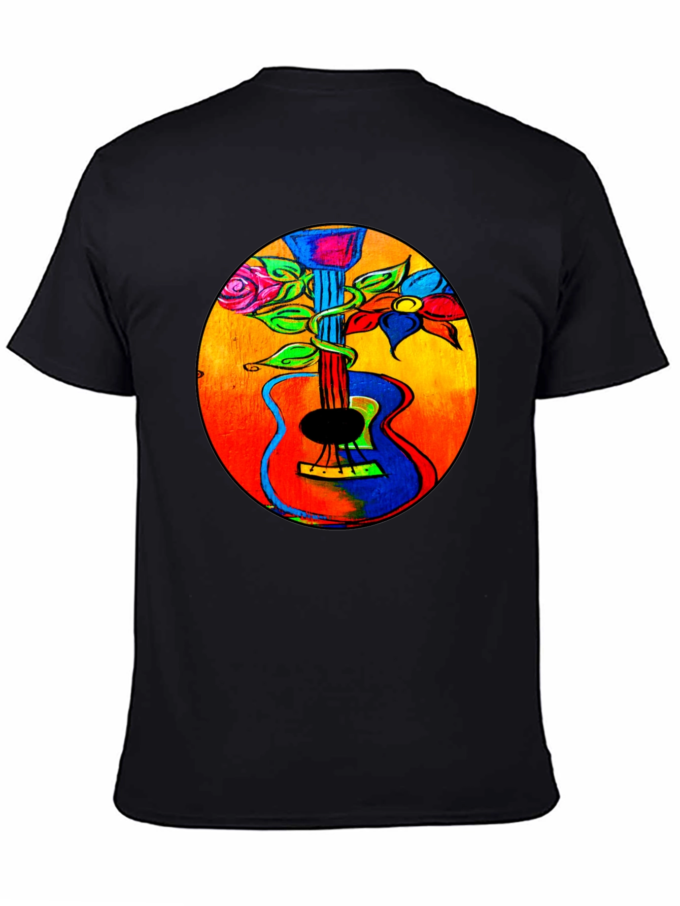 Floral Guitar Graphic Tee - Music Lover T-Shirt