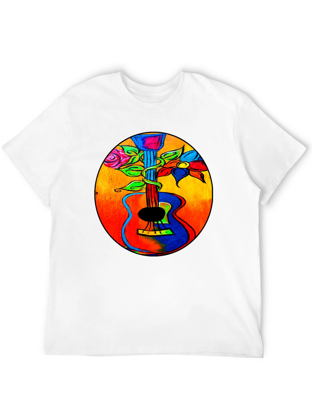 Floral Guitar Graphic Tee - Music Lover T-Shirt