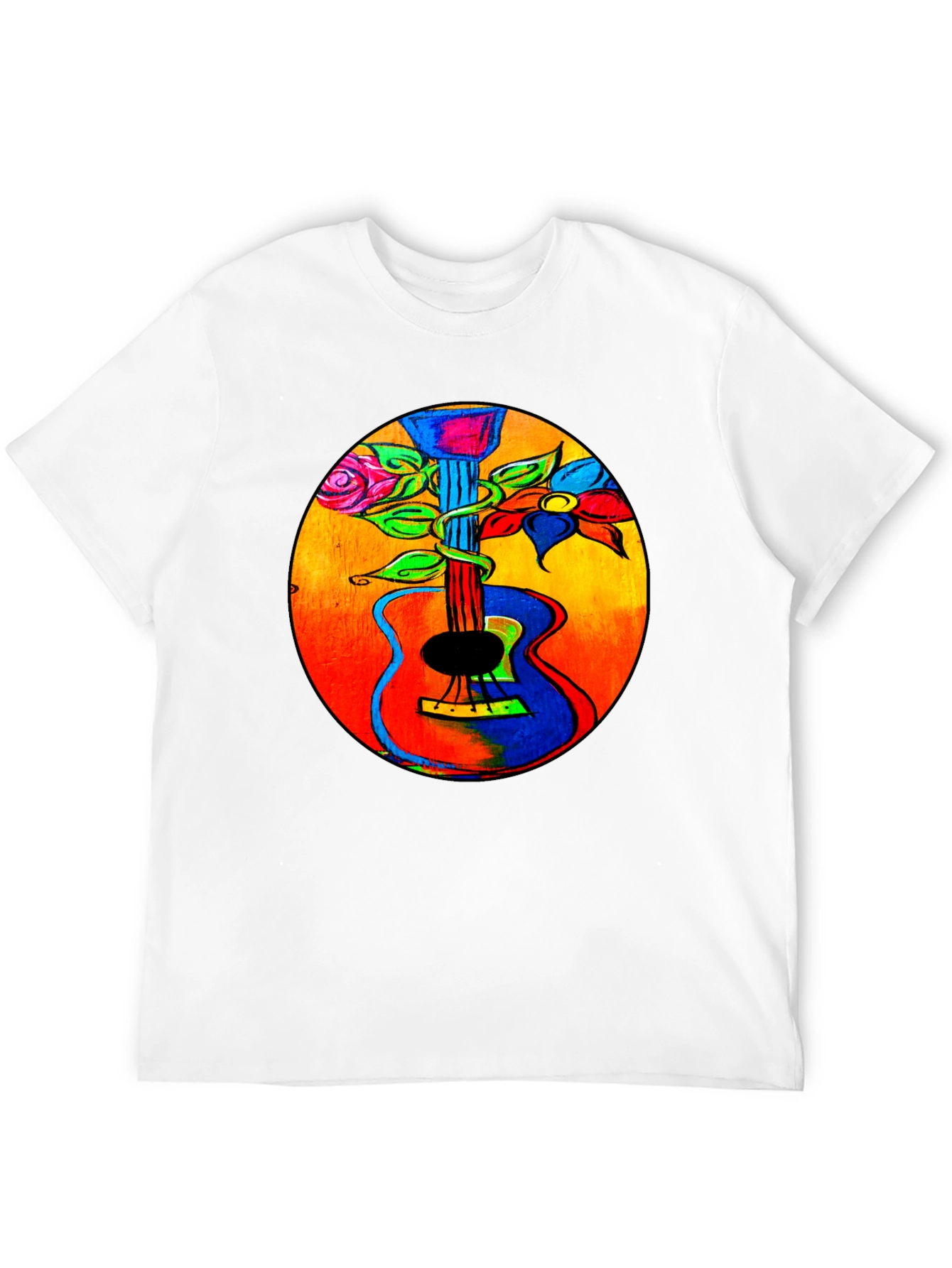 Floral Guitar Graphic Tee - Music Lover T-Shirt