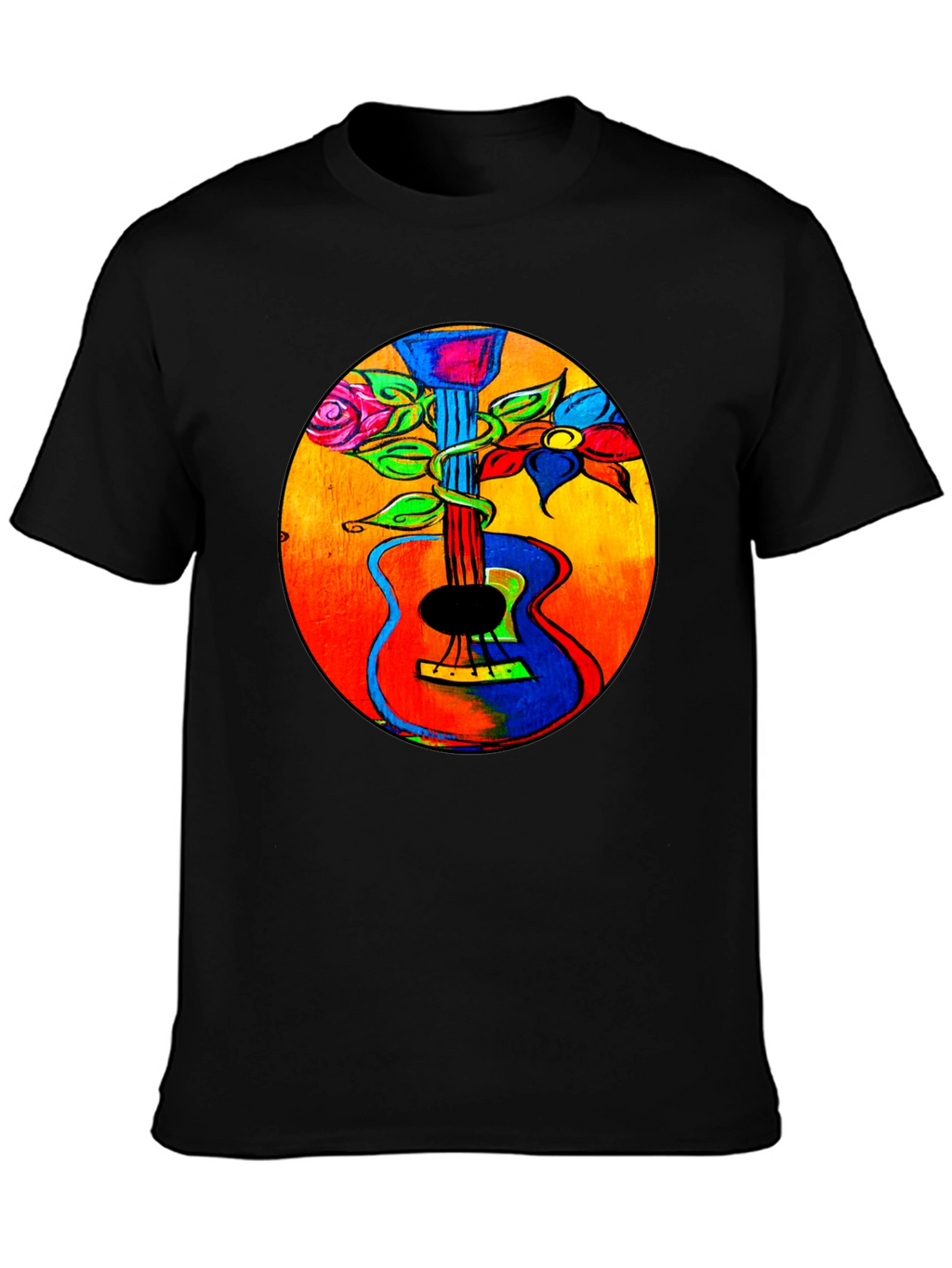 Floral Guitar Graphic Tee - Music Lover T-Shirt