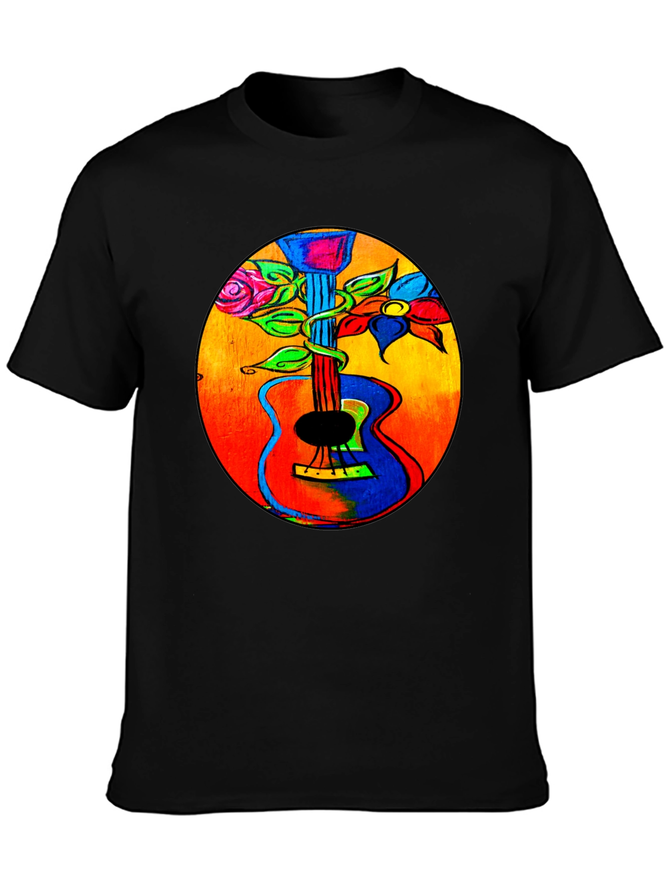 Floral Guitar Graphic Tee - Music Lover T-Shirt
