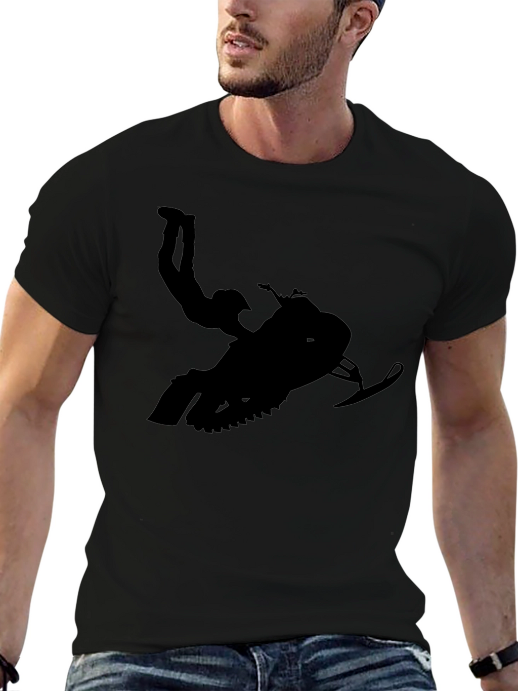 Black Snowmobile Stunt T-Shirt