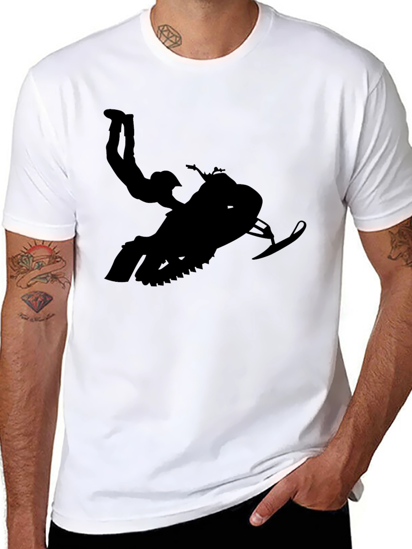 Black Snowmobile Stunt T-Shirt