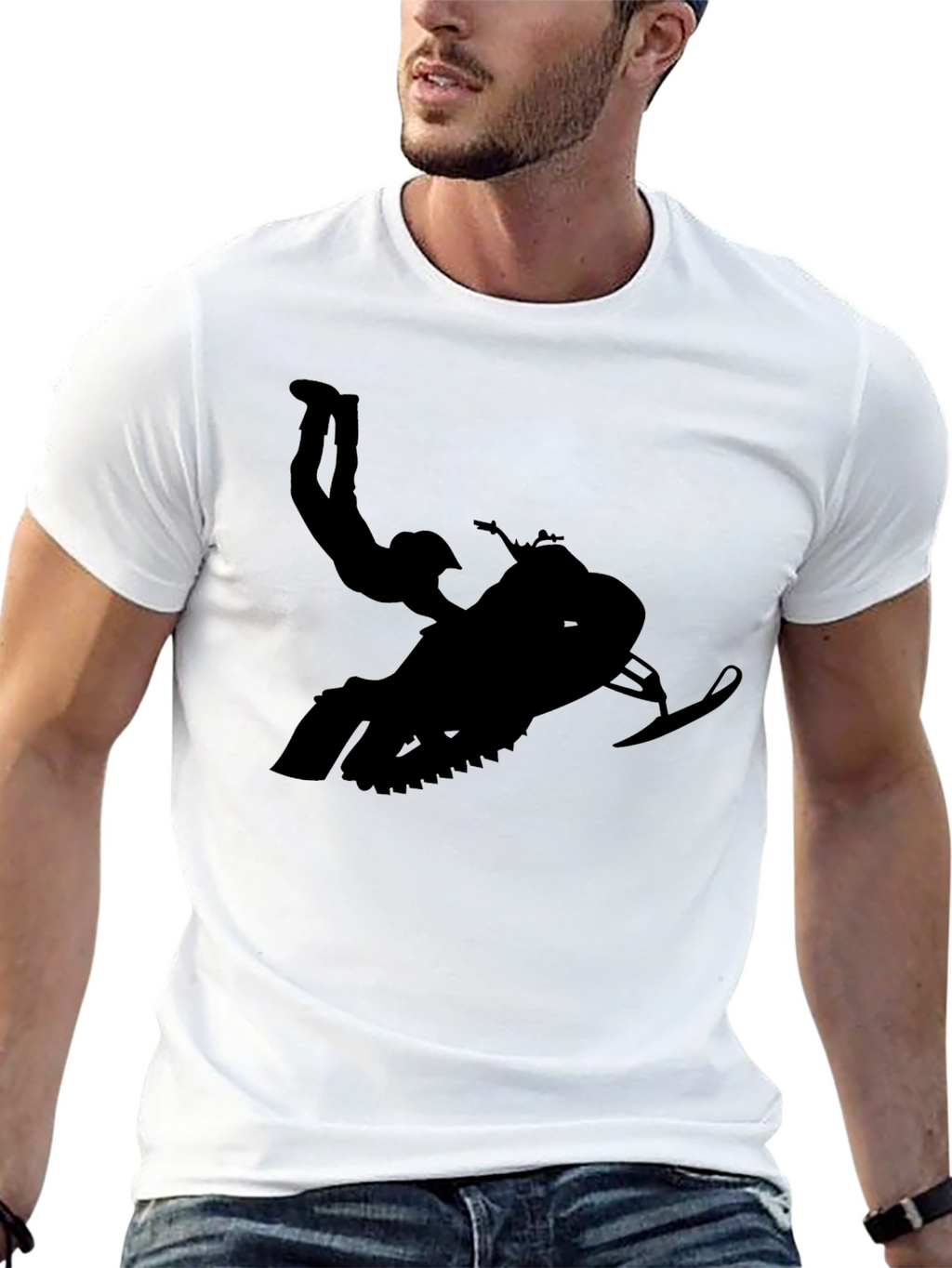 Black Snowmobile Stunt T-Shirt