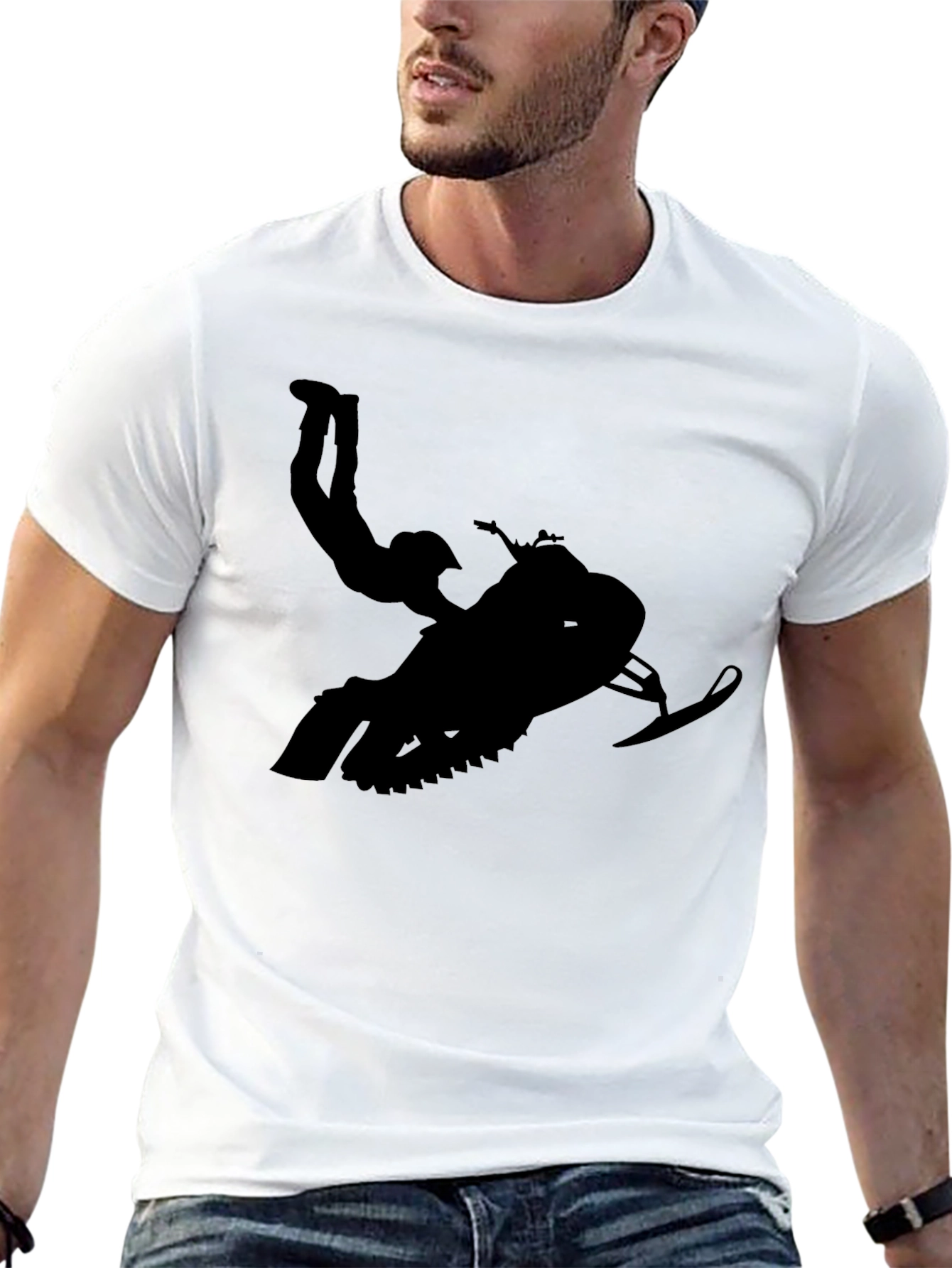 Black Snowmobile Stunt T-Shirt