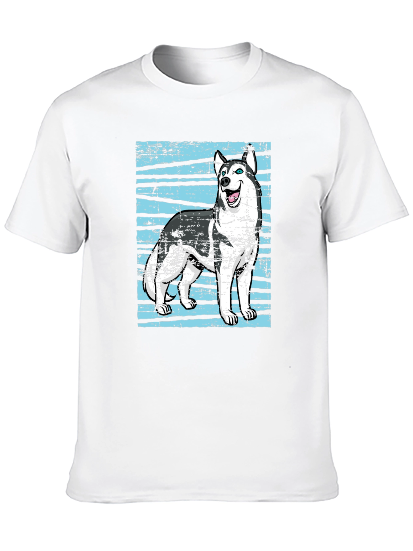 Husky Dog Graphic Print Black T-Shirt