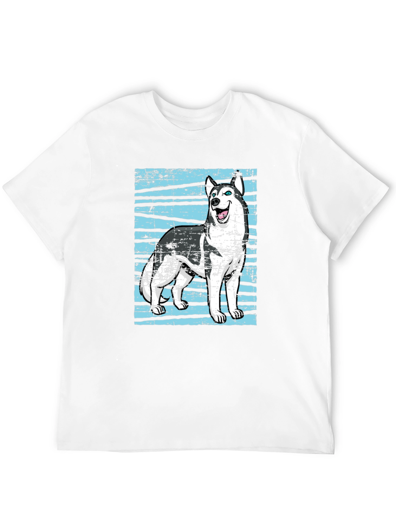 Husky Dog Graphic Print Black T-Shirt