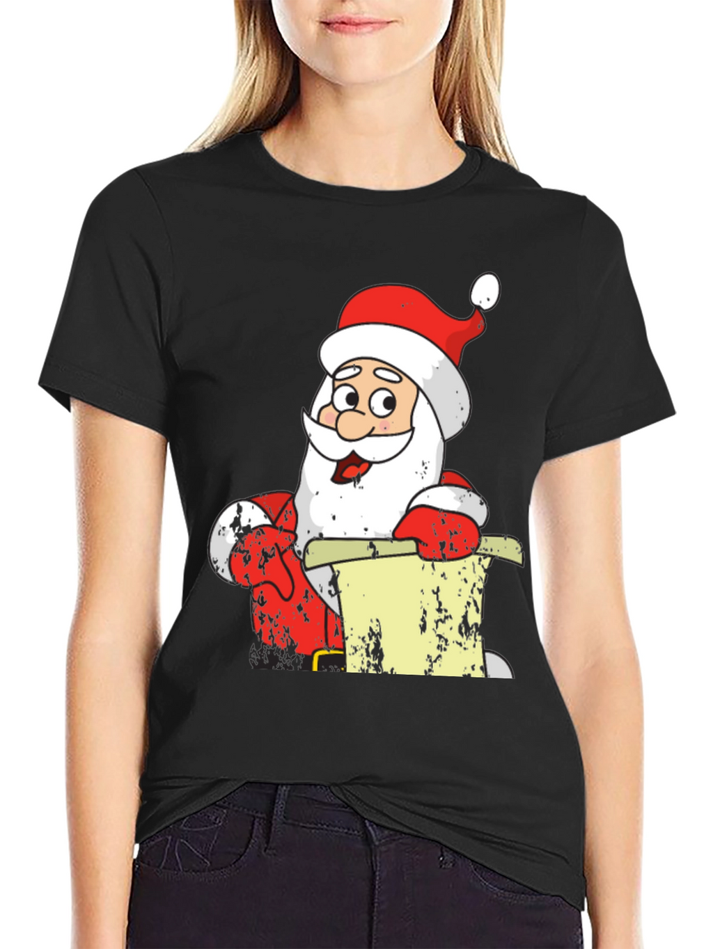 Festive Santa Claus Black T-Shirt