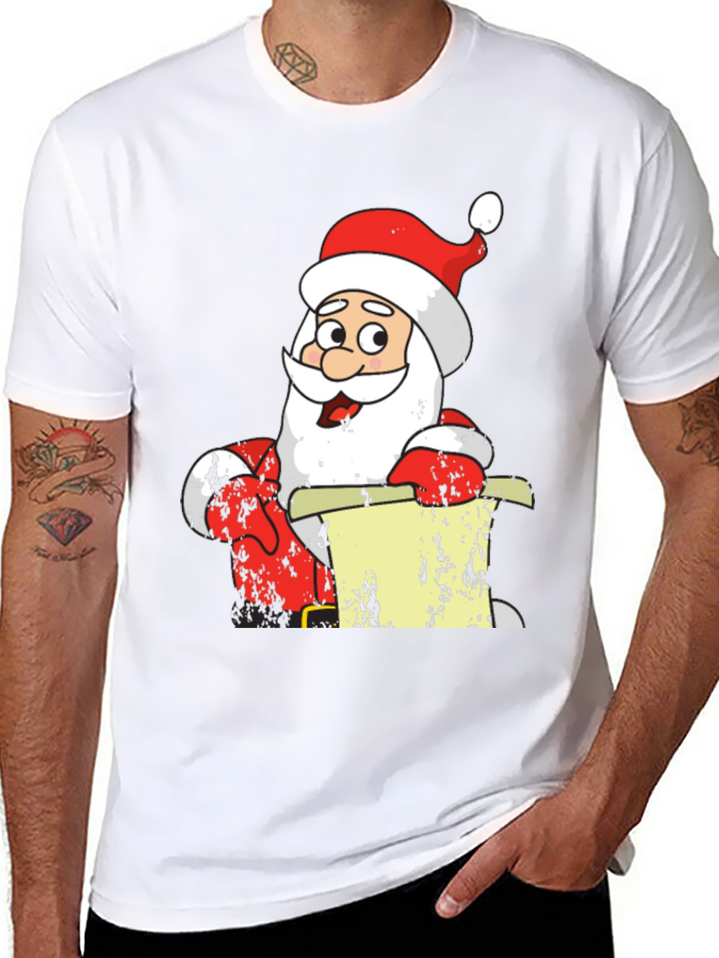 Festive Santa Claus Black T-Shirt