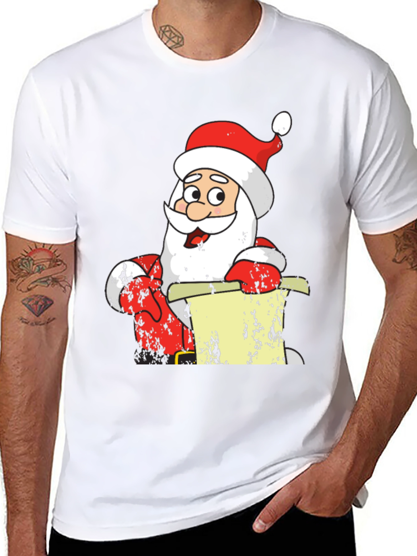 Festive Santa Claus Black T-Shirt