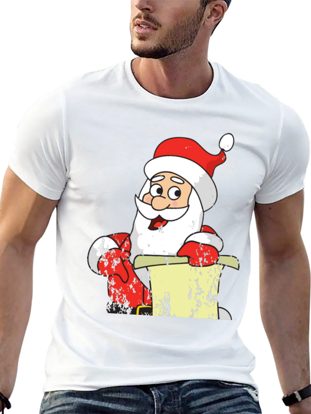 Festive Santa Claus Black T-Shirt