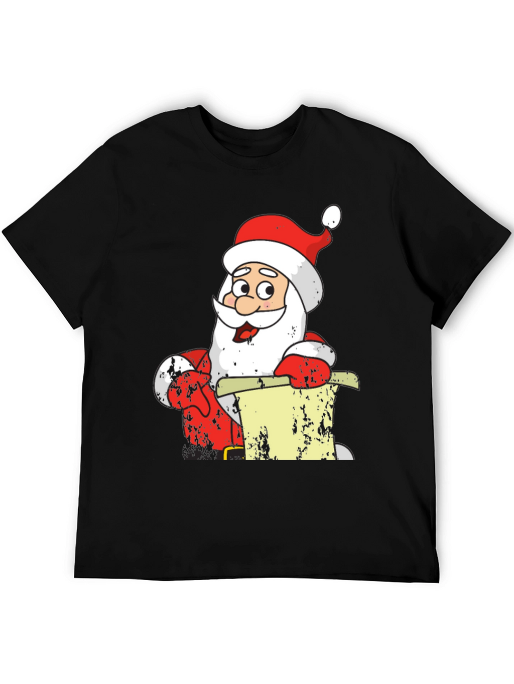 Festive Santa Claus Black T-Shirt