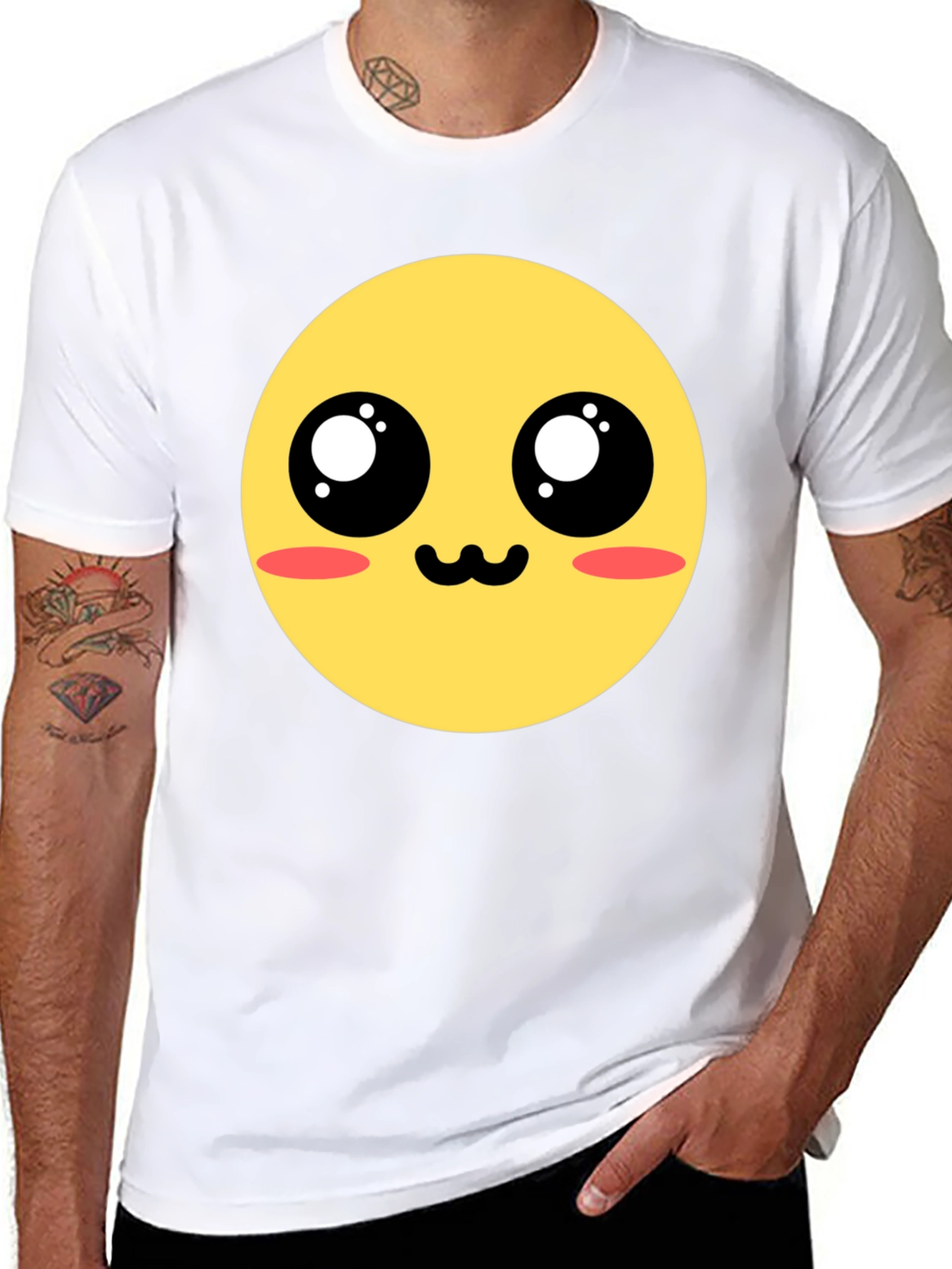 Kawaii Emoji Graphic Tee - Black