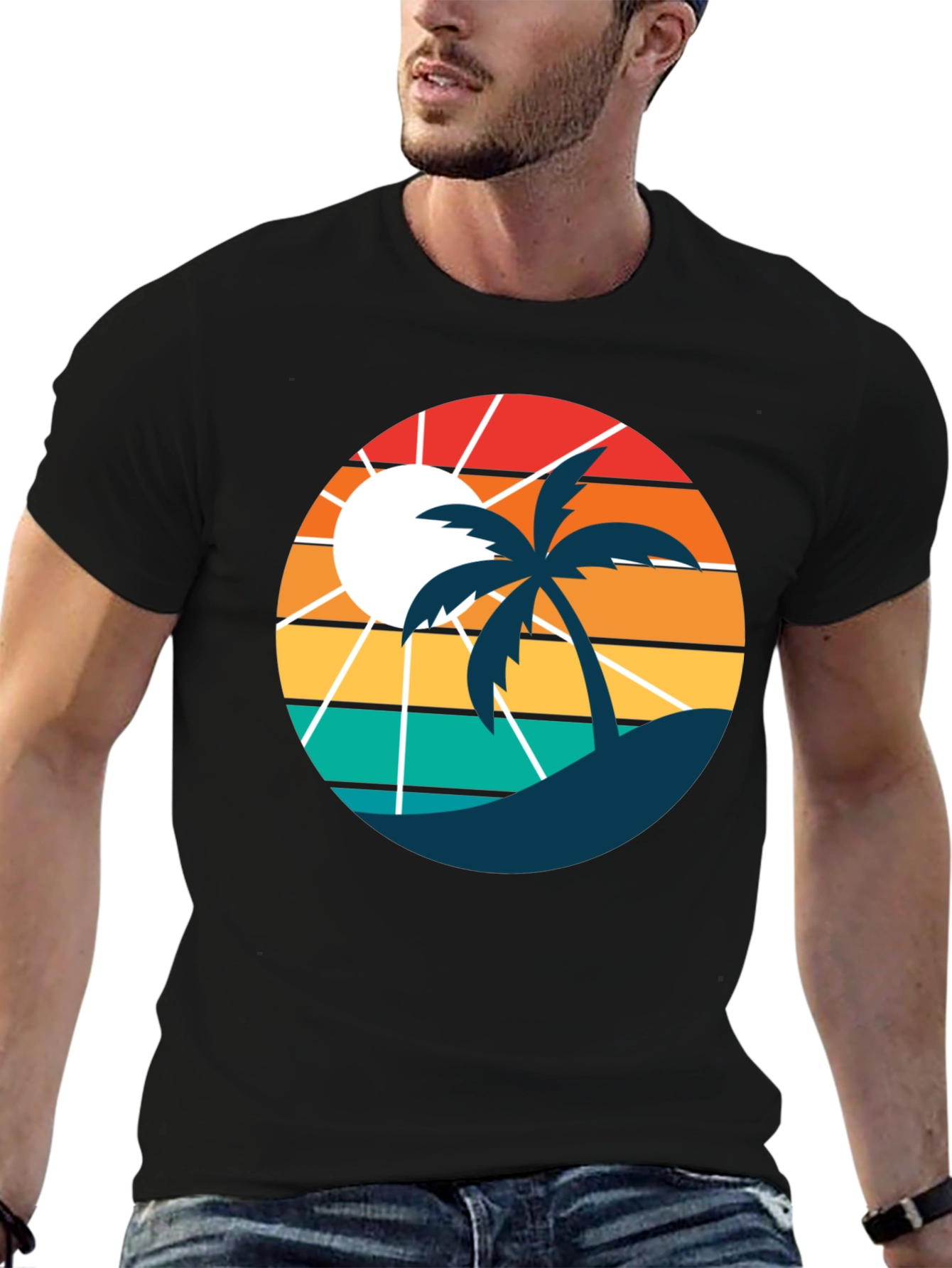 Retro Sunset Beach Palm Tree T-Shirt