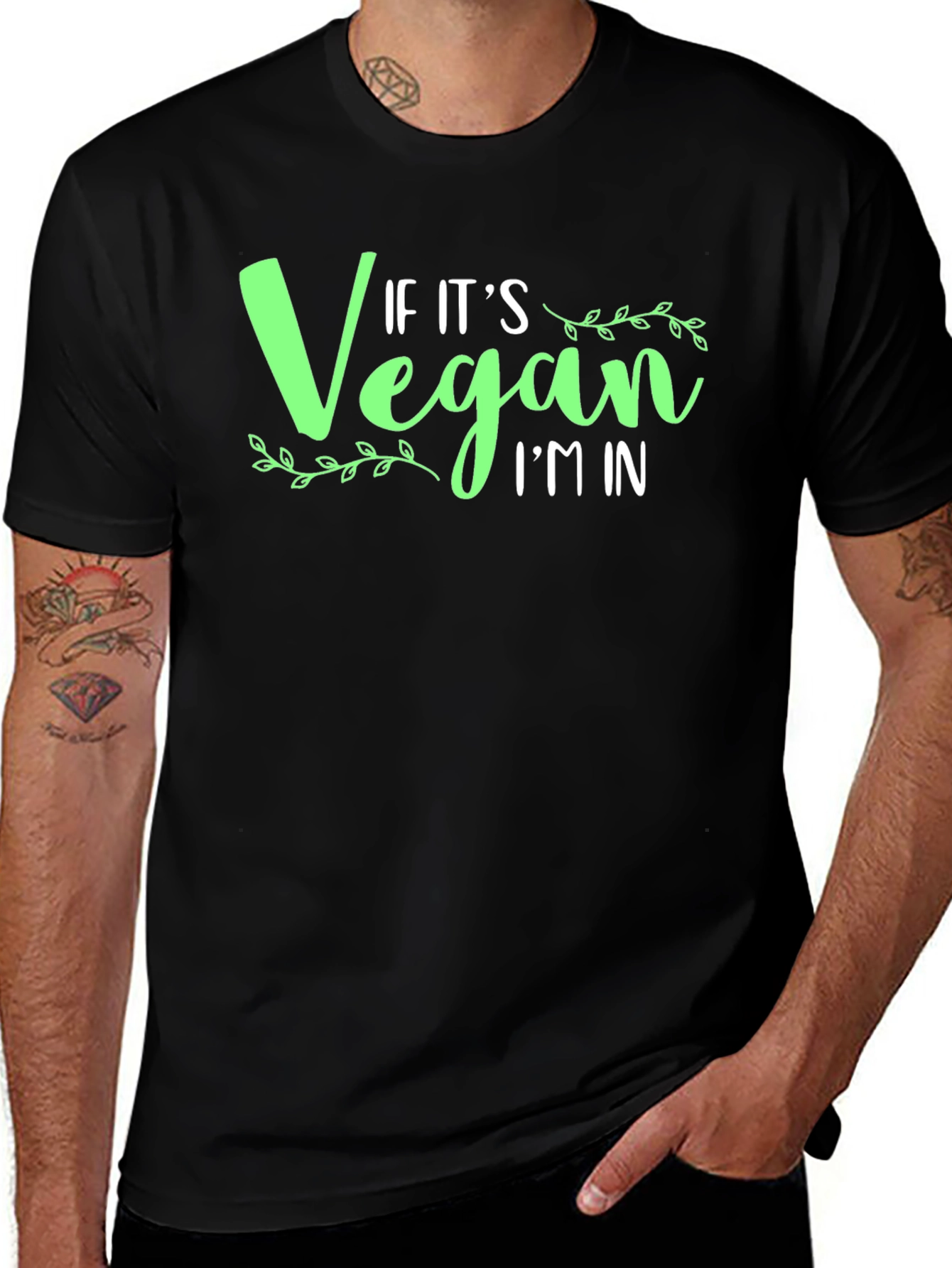 Vegan T-Shirt: If Its Vegan Im In! Black Cotton Tee