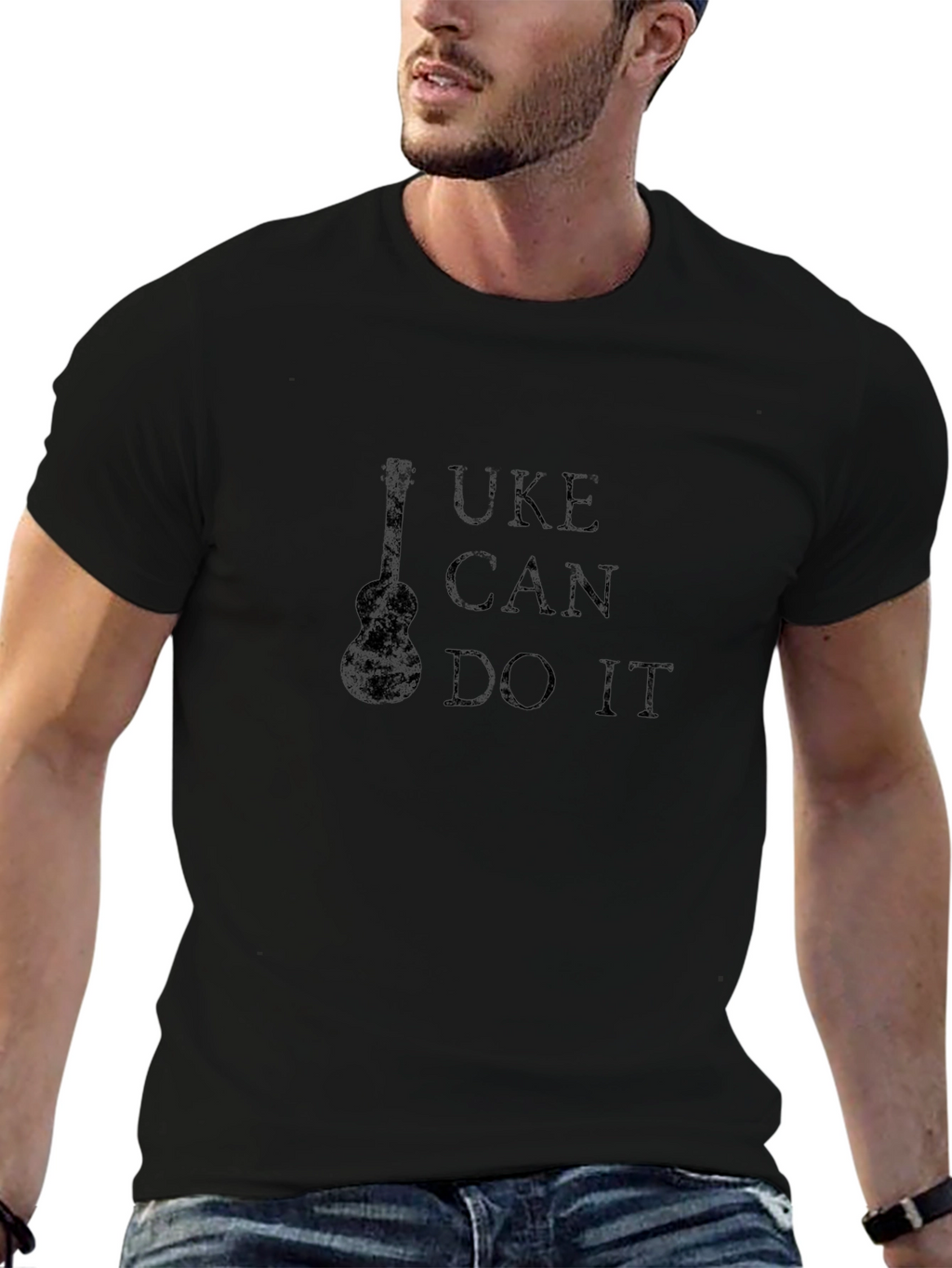 Uke Can Do It Black T-Shirt Ukulele Graphic Tee