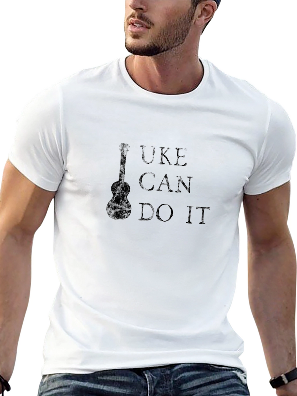 Uke Can Do It Black T-Shirt Ukulele Graphic Tee