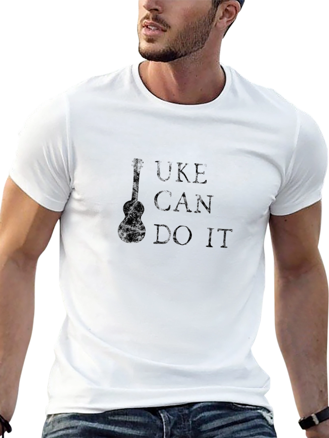 Uke Can Do It Black T-Shirt Ukulele Graphic Tee