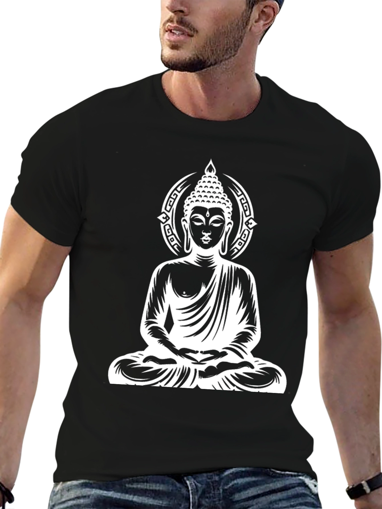 Buddha Graphic Print Black T-Shirt