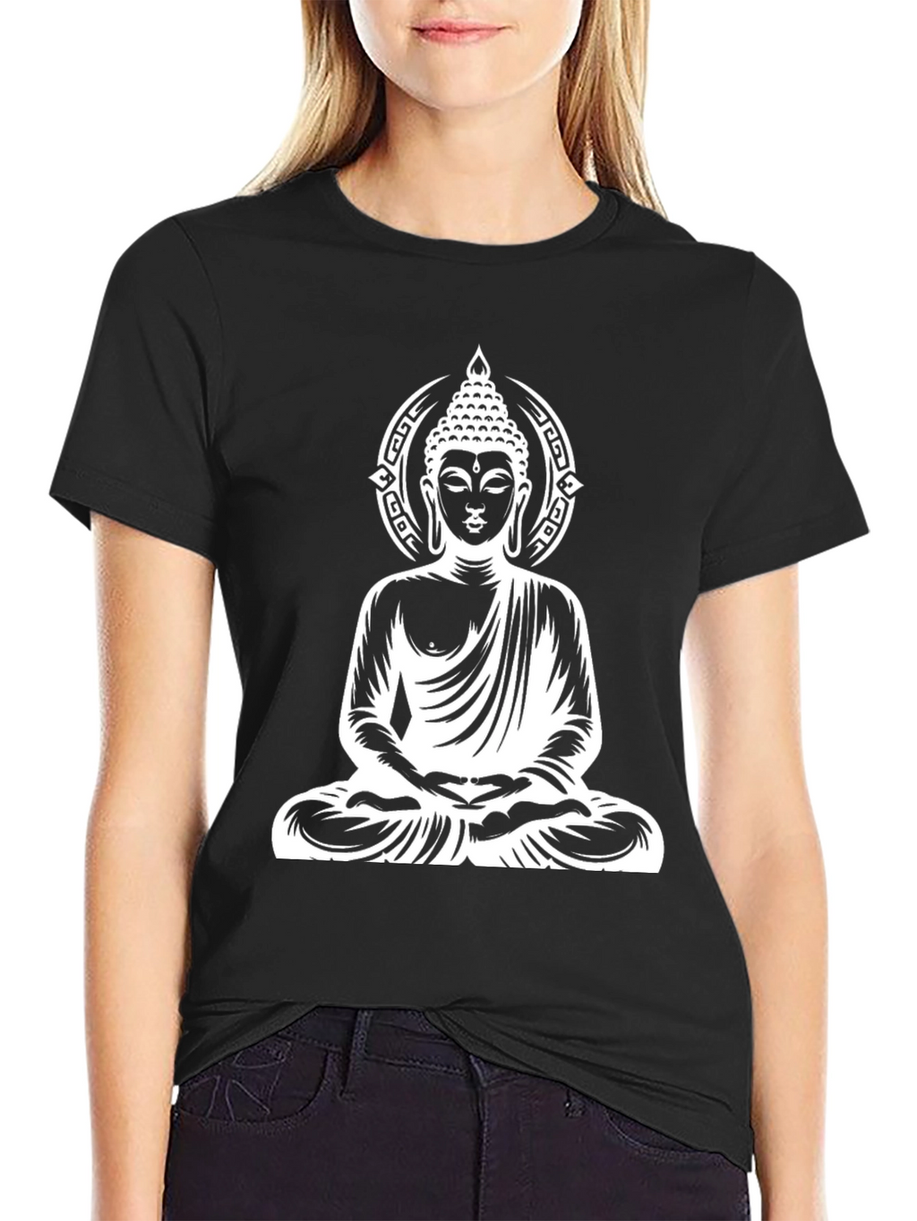 Buddha Graphic Print Black T-Shirt