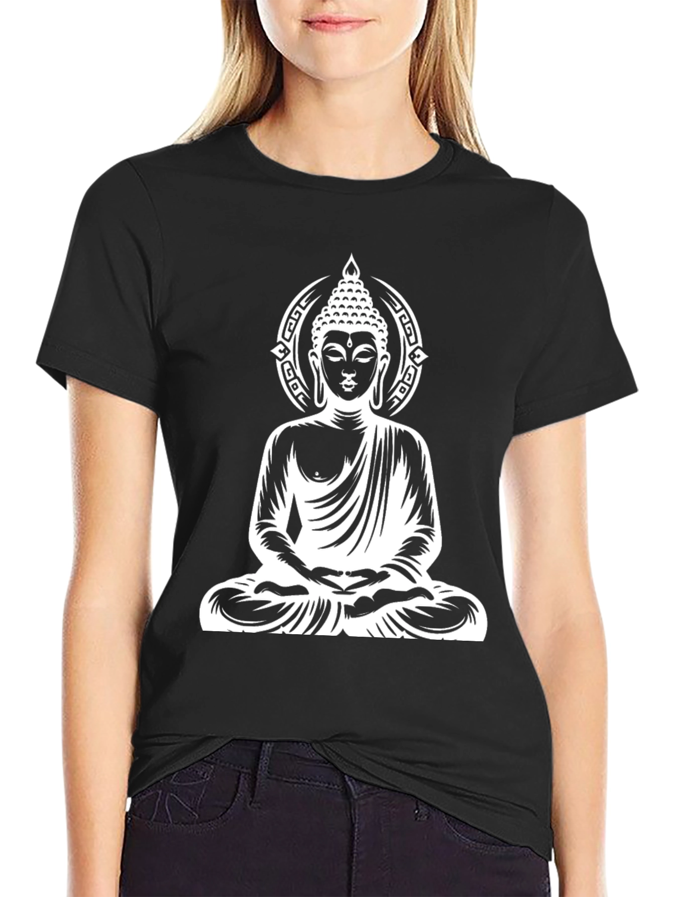 Buddha Graphic Print Black T-Shirt