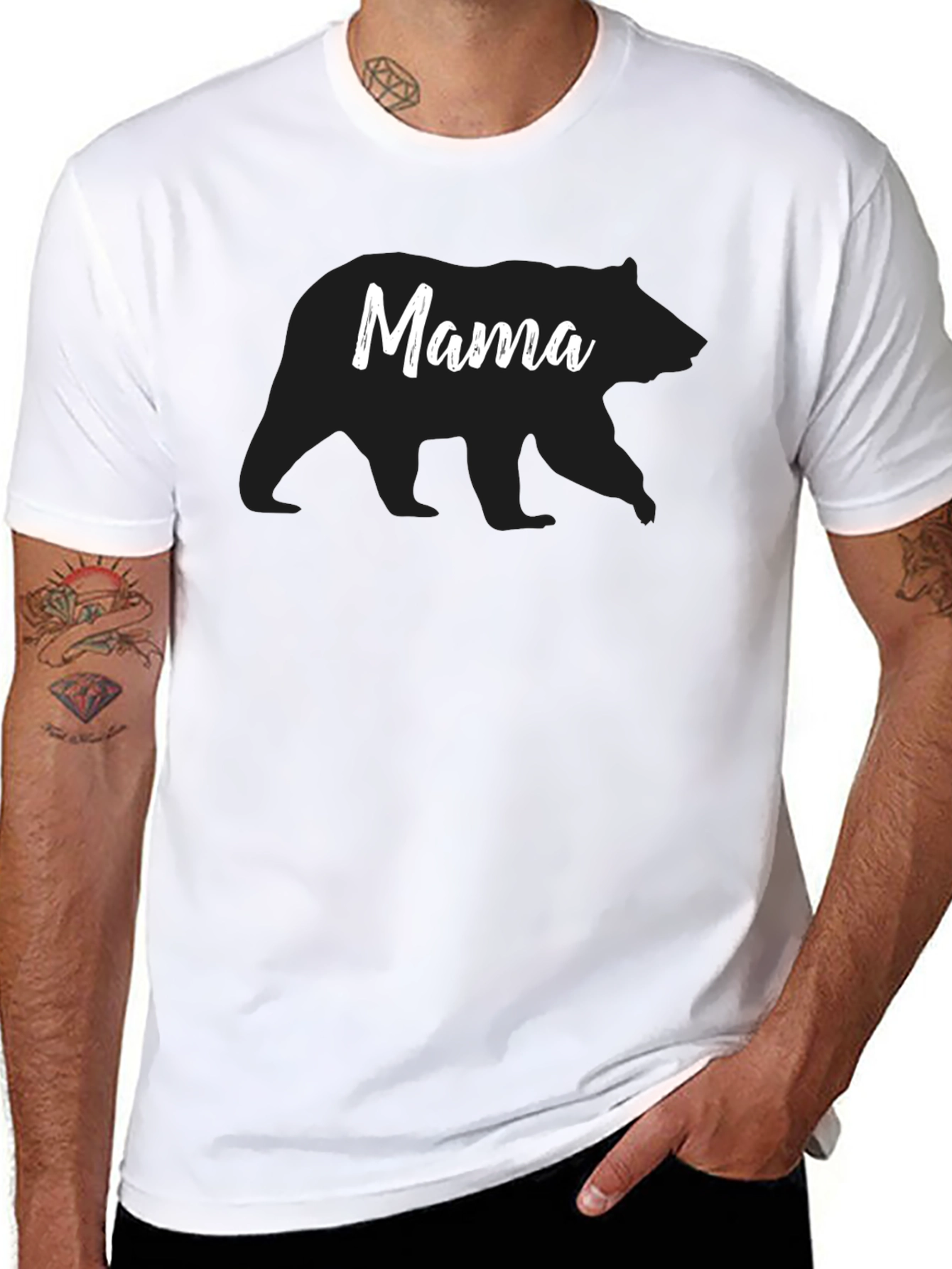 Mama Bear Graphic Tee - Black Cotton T-Shirt