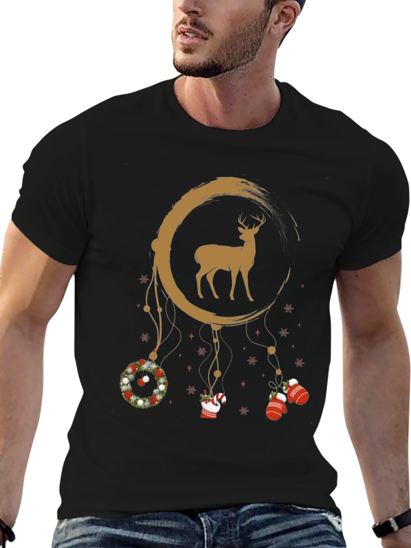 Christmas Deer Dreamcatcher Graphic Tee