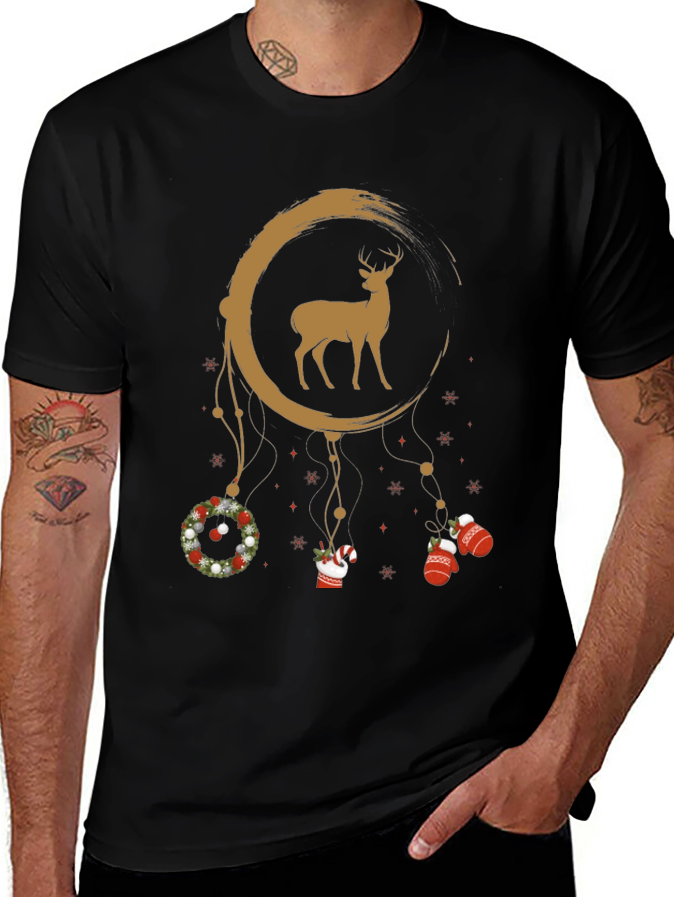 Christmas Deer Dreamcatcher Graphic Tee
