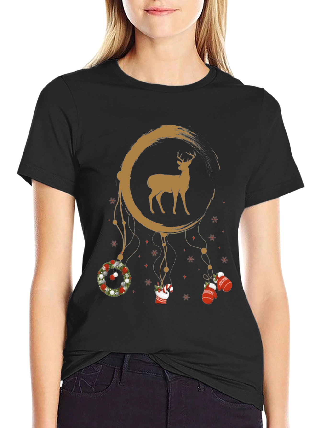 Christmas Deer Dreamcatcher Graphic Tee