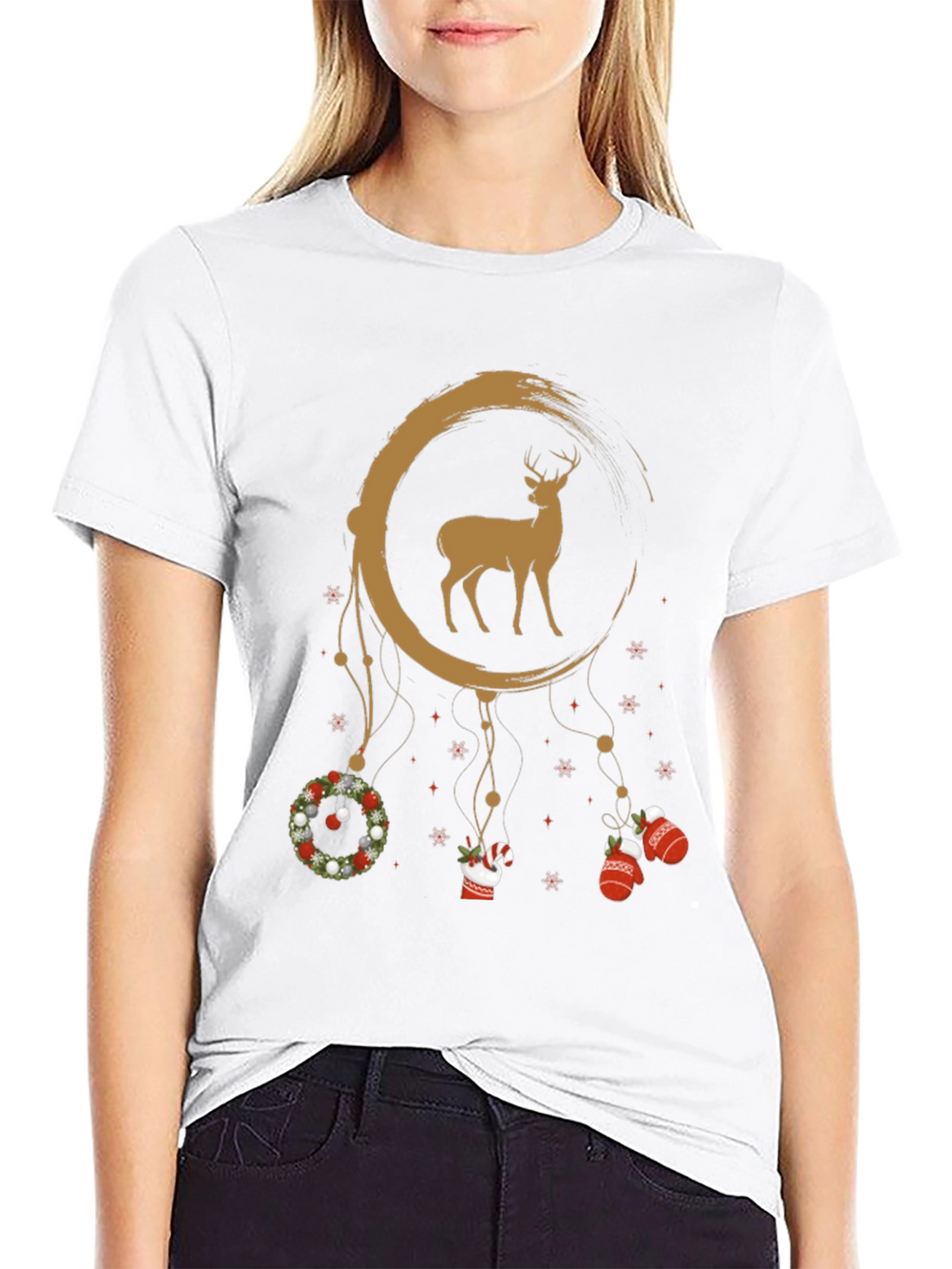 Christmas Deer Dreamcatcher Graphic Tee