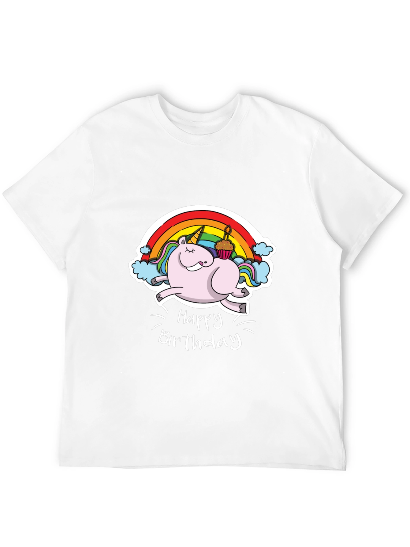 Unicorn Happy Birthday Black T-Shirt
